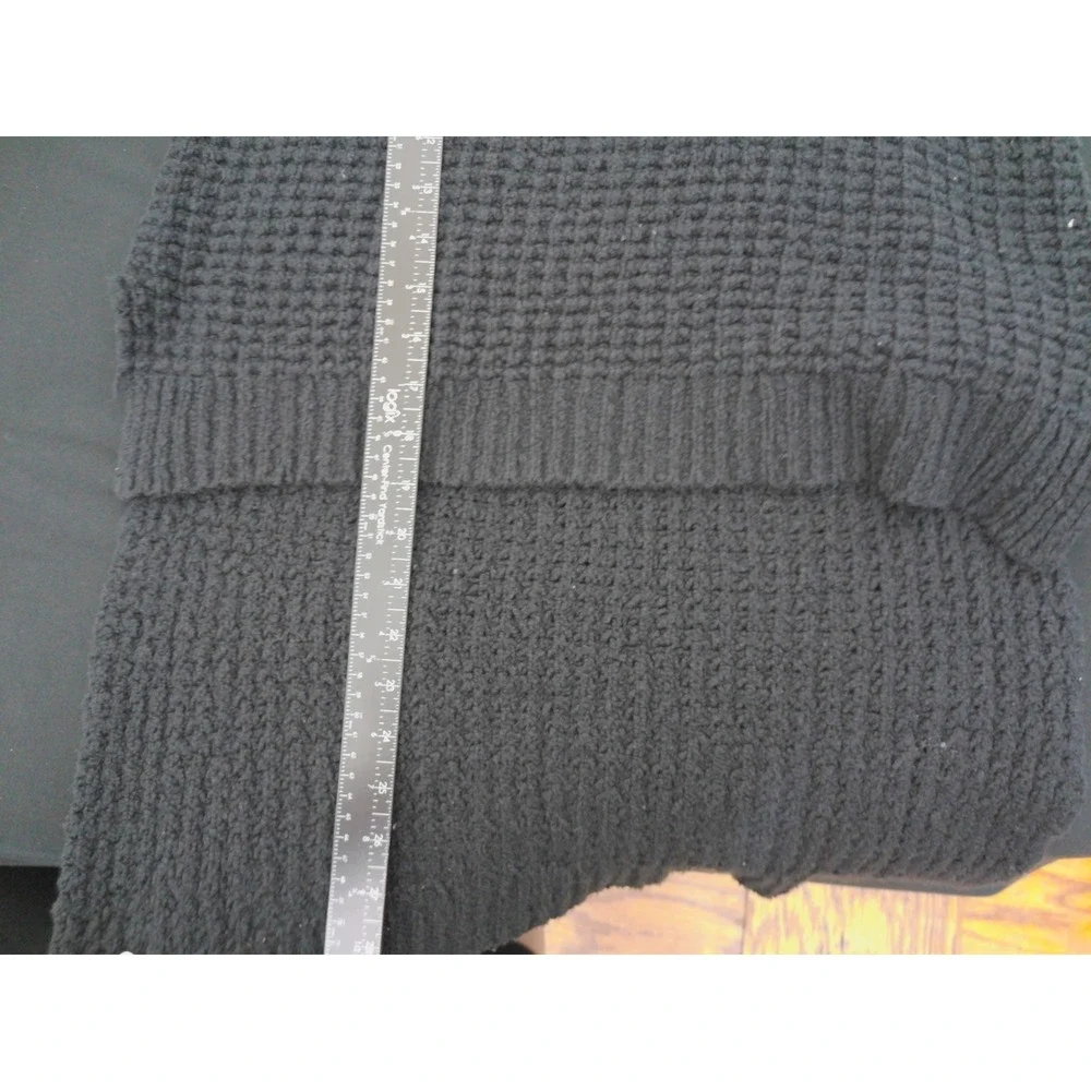Free People Sweater Vest Womens XS Black Waffle Knit High Low Turtleneck Cozy